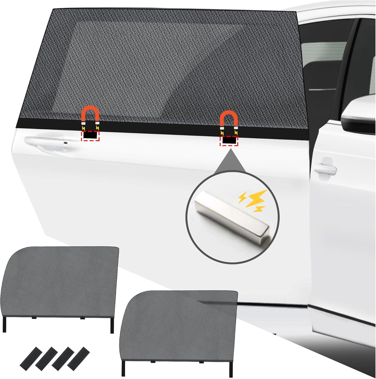Magnetic Car Window Sun Shades (4-Pack) – UV Protection, Heat Block & Privacy