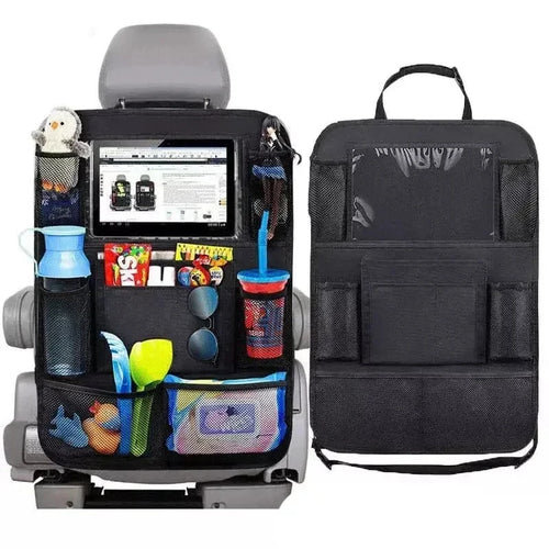 Backseat organizer full and empty on white background