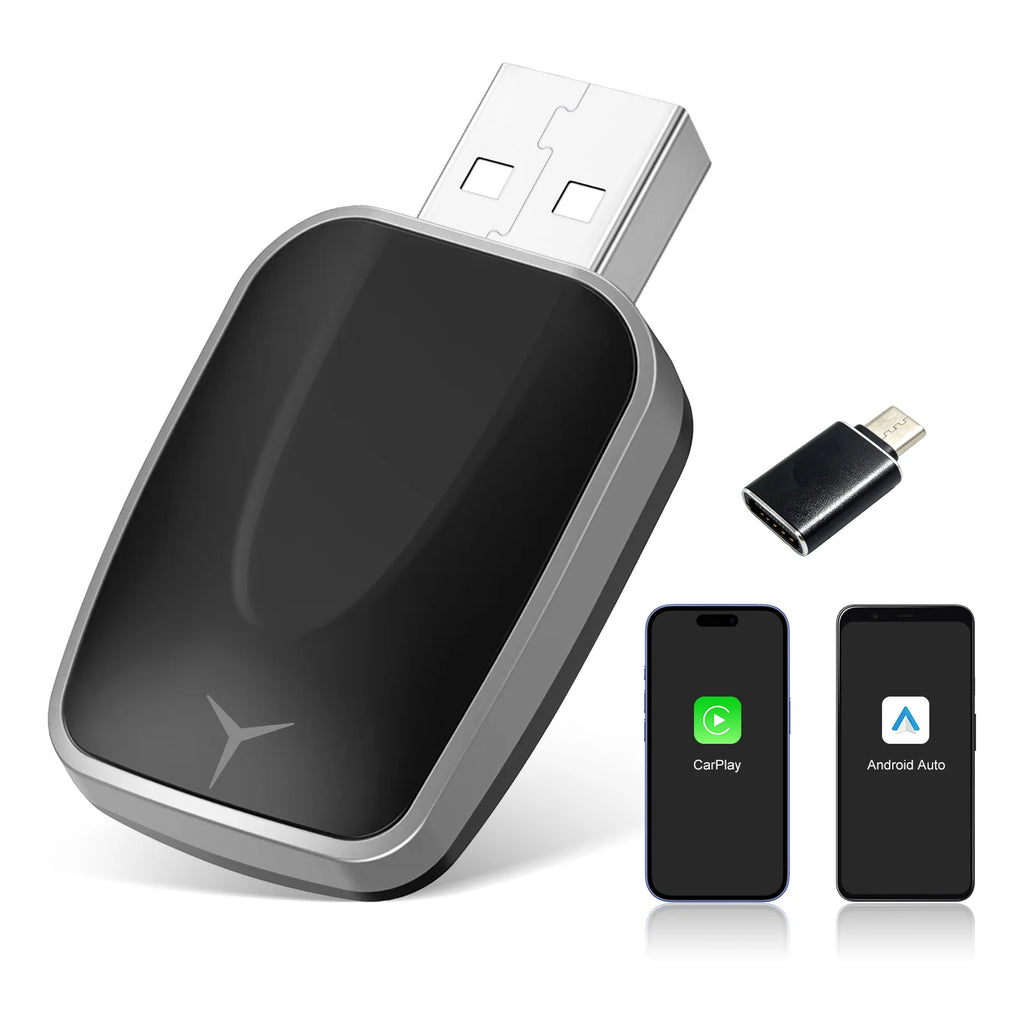 Wireless CarPlay & Android Auto Adapter – 2-in-1 USB Plug & Play