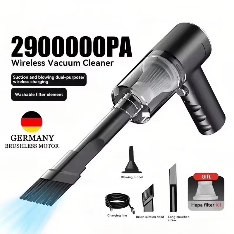 Mini Cordless Car Vacuum – USB Rechargeable Wet & Dry Handheld Cleaner