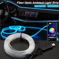 RGB LED ambient strip lights glowing inside a car interior