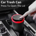 Mini car trash can with lid — press to open, fits cup holder