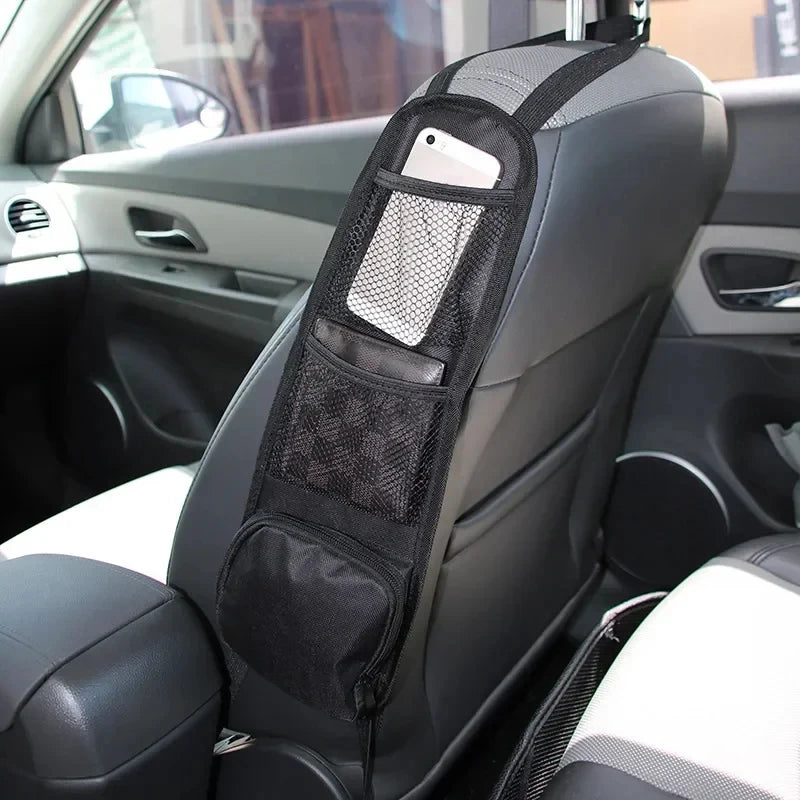 Organizer side storage pocket with phone