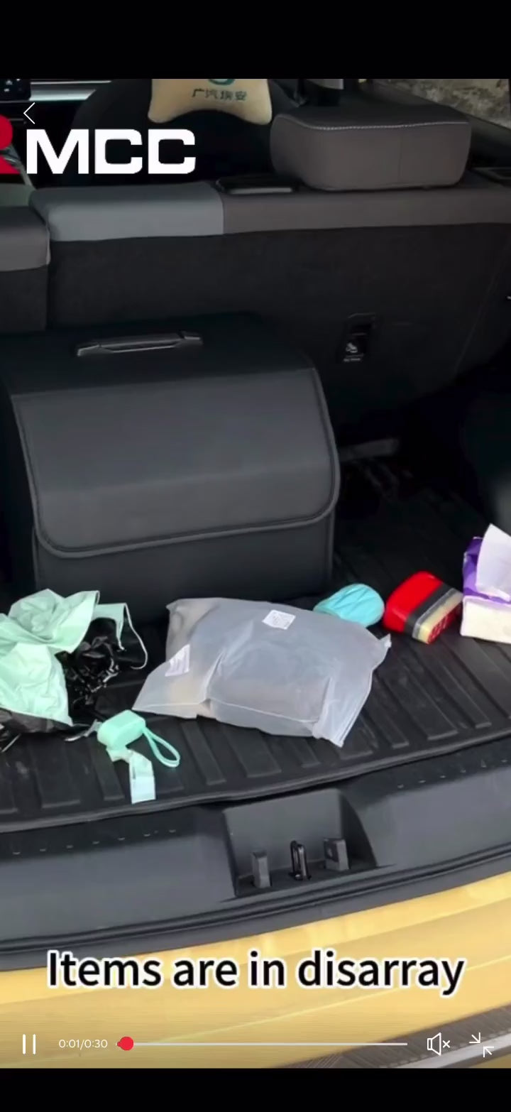 Collapsible Car Trunk Organizer – PU Leather Storage Box with Lid